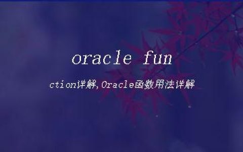 oracle function详解,Oracle函数用法详解