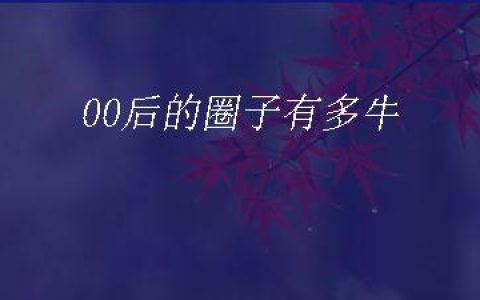 00后的圈子有多牛